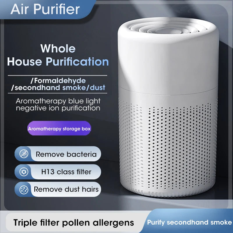 HEPA Mini Desktop Air Purifier Negative Ion Intelligent Odor Removal Low Noise for Bedroom Car Travel Peaceful Pleasures Health and Wellness