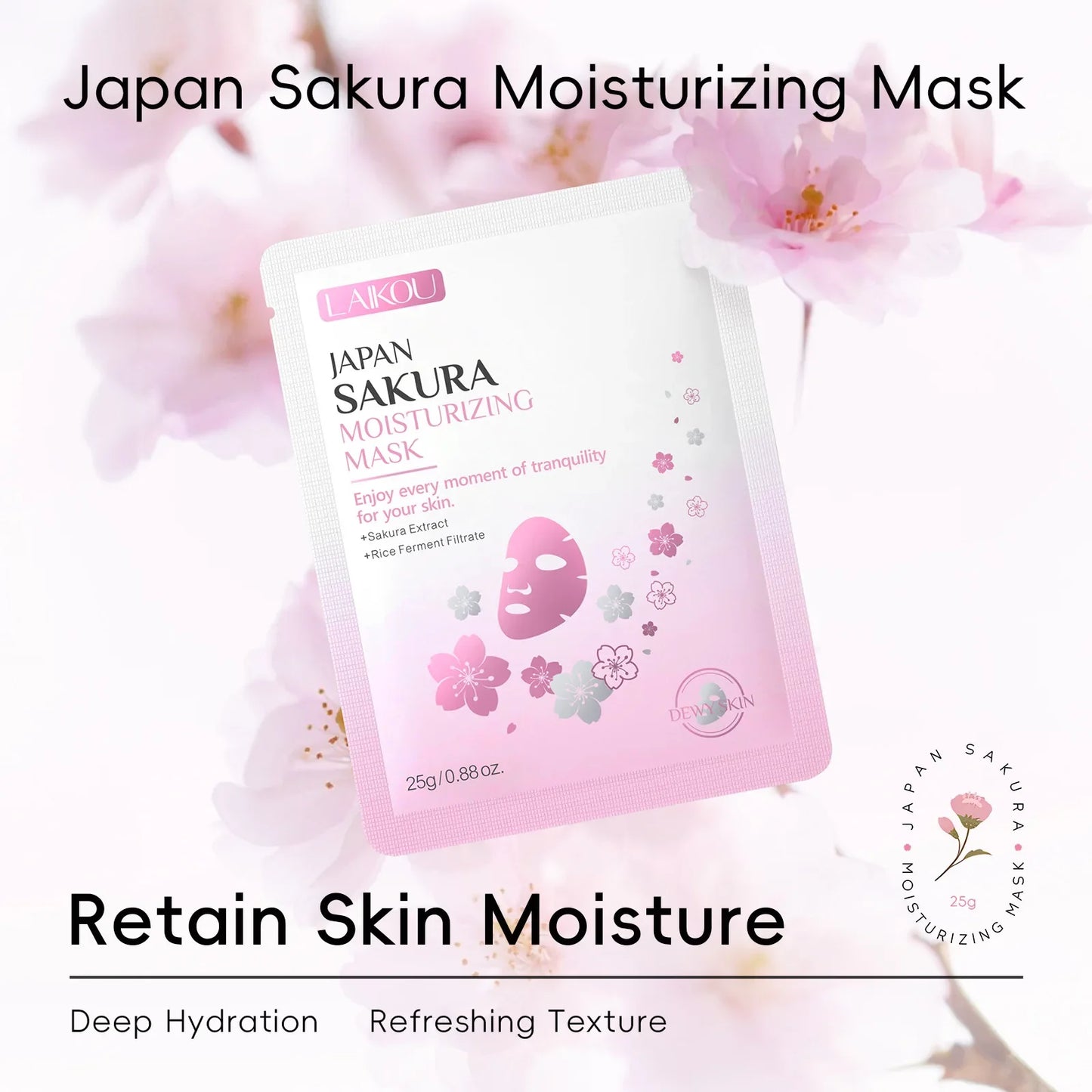 Laikou Sakura Hydrating & Brightening Sheet Face Mask 25g