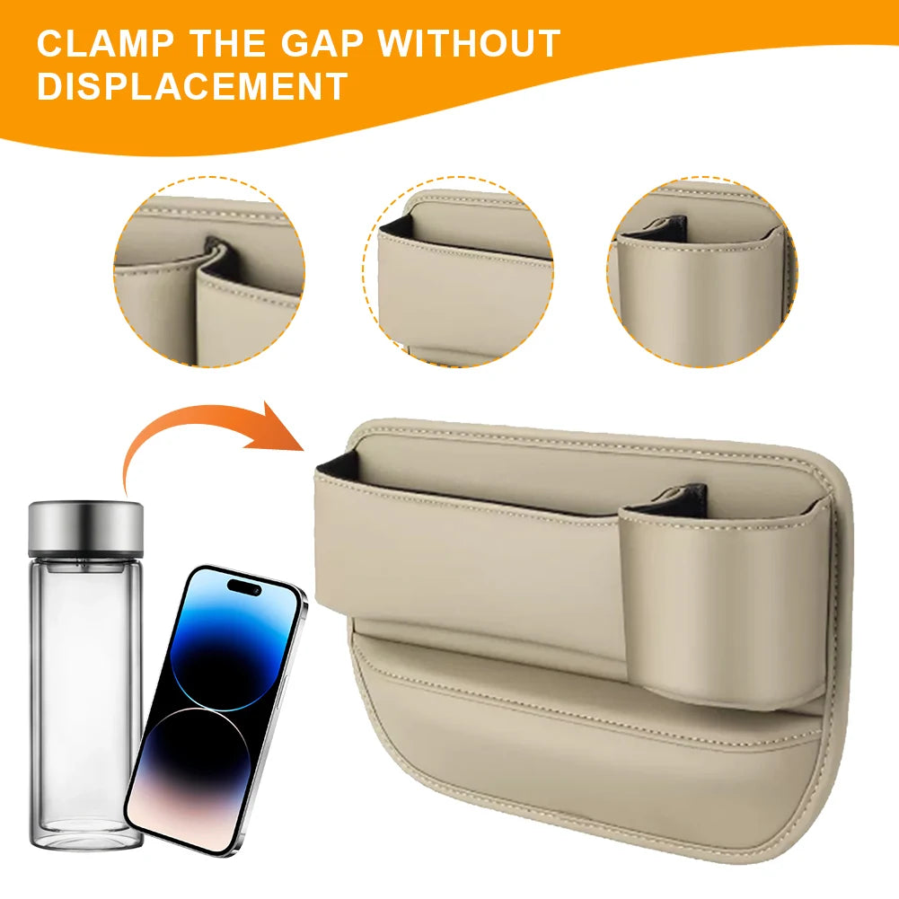 Leather Car Seat Organizer with Cup & Phone Holder Peaceful Pleasures Health and Wellness