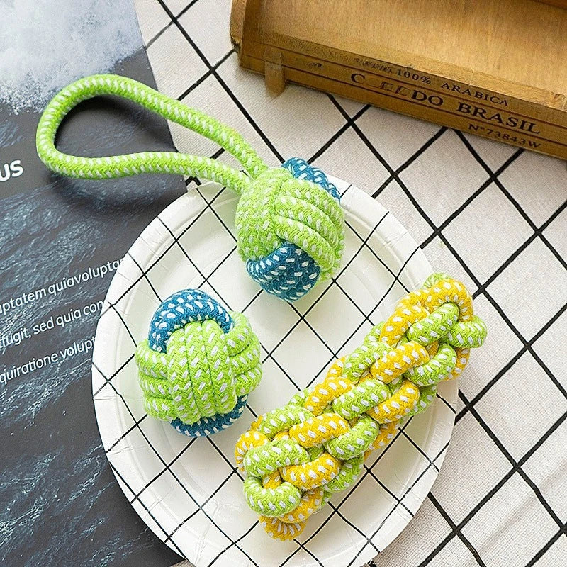 Dog Toy Rope Ball Toy for Dogs Training Toy for Dogs Teeth Cleaning Tug Toy Interactive Knot Rope Resistant To Biting Molars Peaceful Pleasures Health and Wellness 03