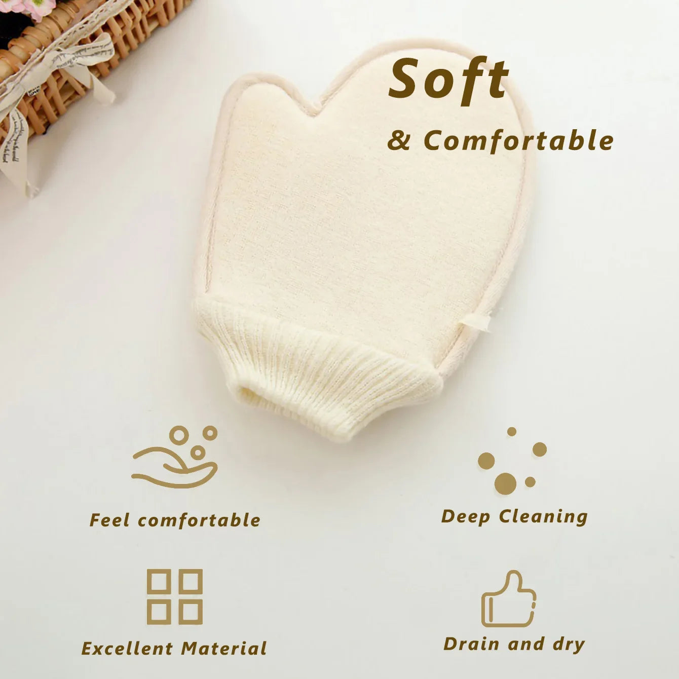 2-in-1 Cotton Linen Exfoliating Scrub Glove | Home Spa