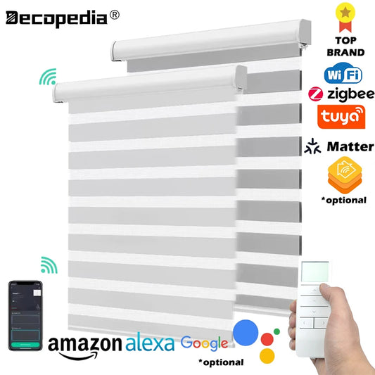 Custom Motorized Zebra Blinds – Blackout Day & Night | Decopedia Motorized Zebra Blinds Peaceful Pleasures Health and Wellness