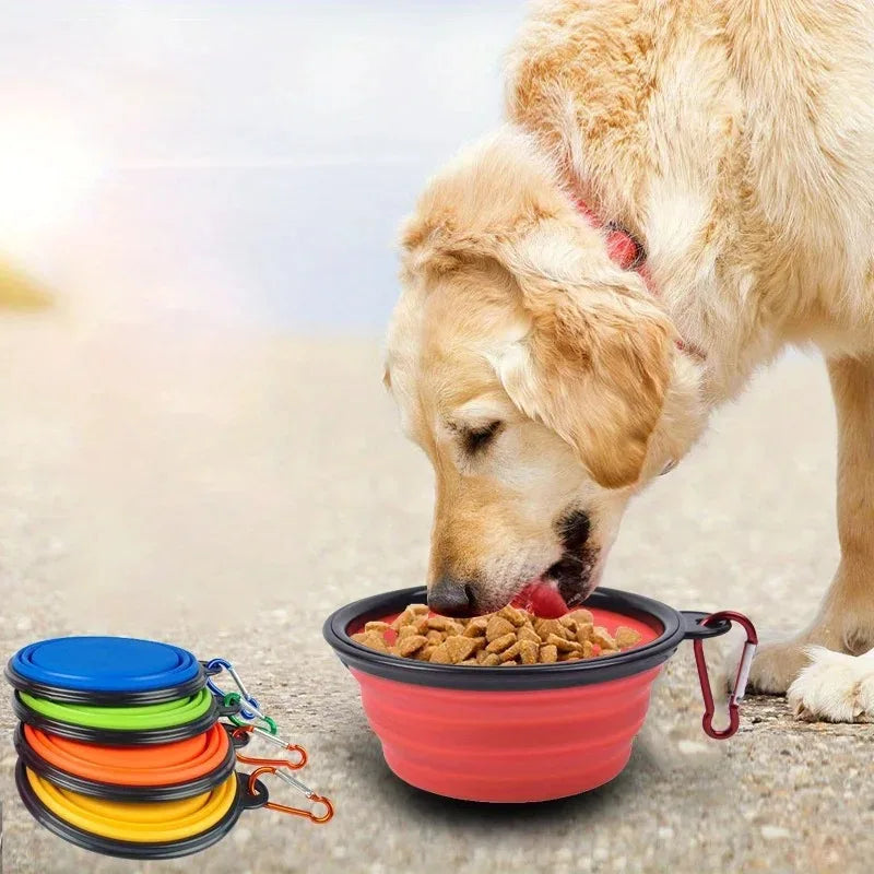 Dog Folding Bowl Portable Dog Travel Bowl Dog Food Water Bowl for Outdoor Walking Silicone Dog Food Water Bowl with Bowl Lip Peaceful Pleasures Health and Wellness