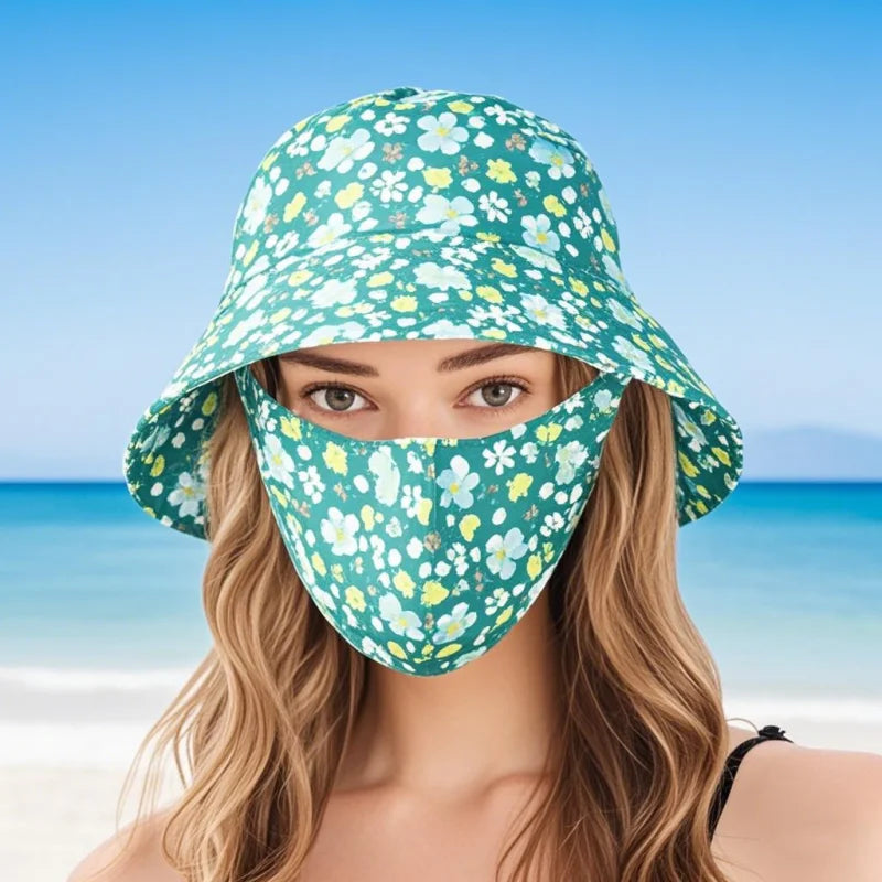 Women's Wide Brim Floral UV Sun Hat – Beach, Garden & Cycling