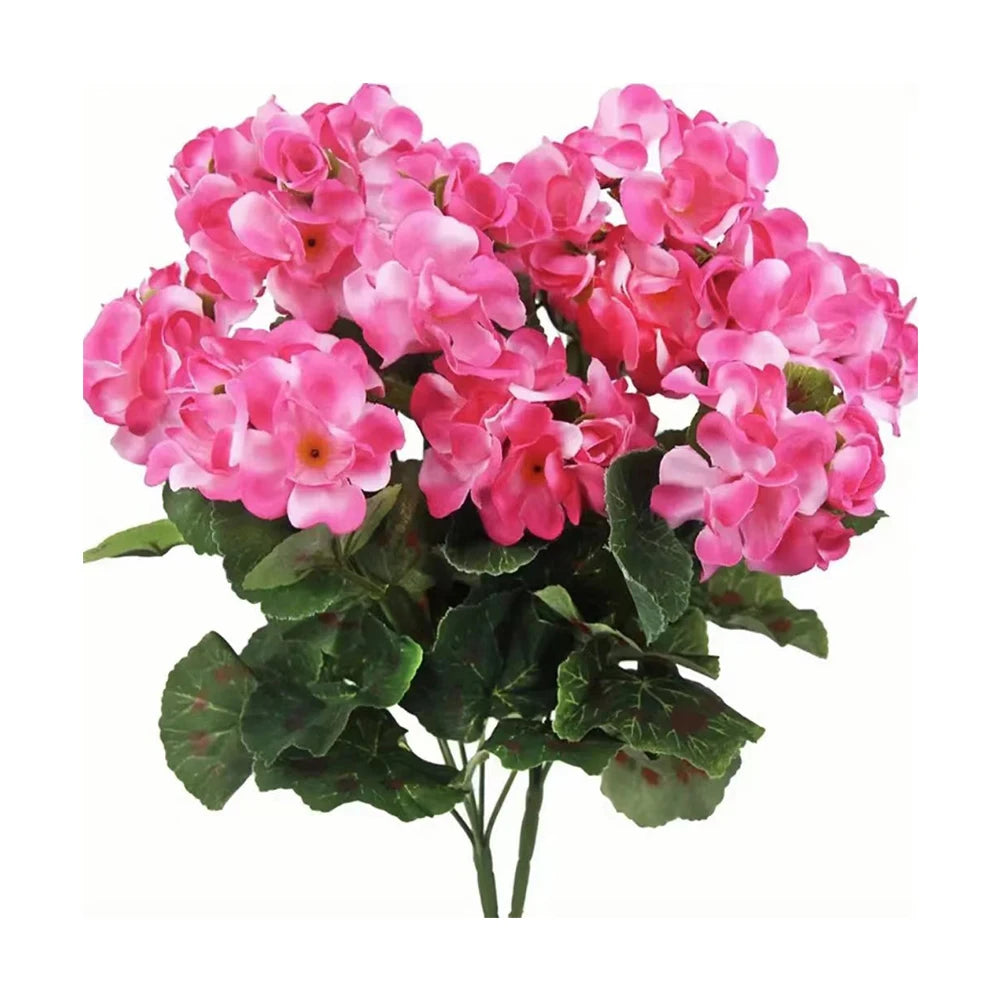 2Pcs Artificial Geraniums Faux Flower Bush – Indoor & Outdoor