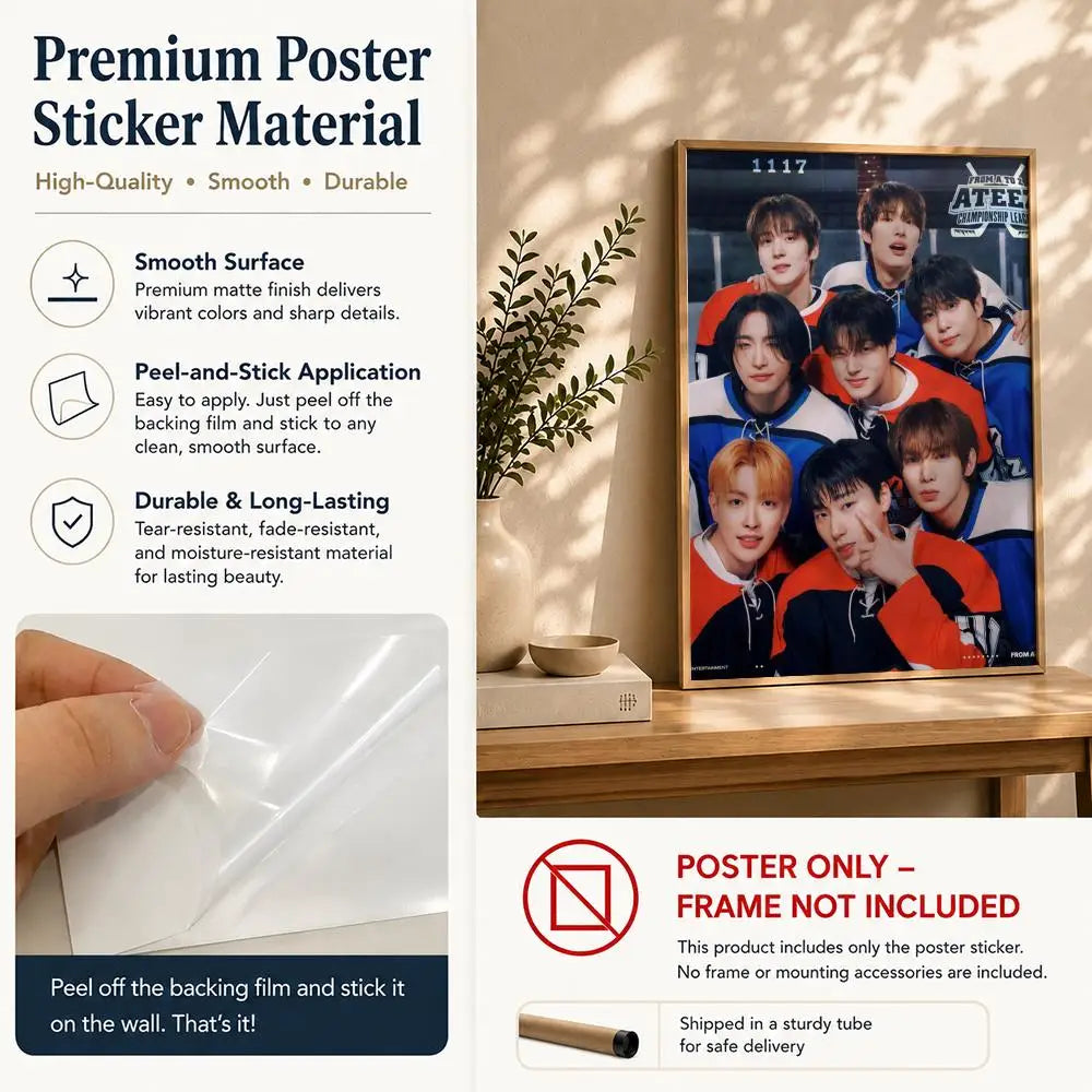 ATEEZ Kpop HD Self-Adhesive Waterproof Wall Art Poster Kpop Wall Poster Peaceful Pleasures Health and Wellness