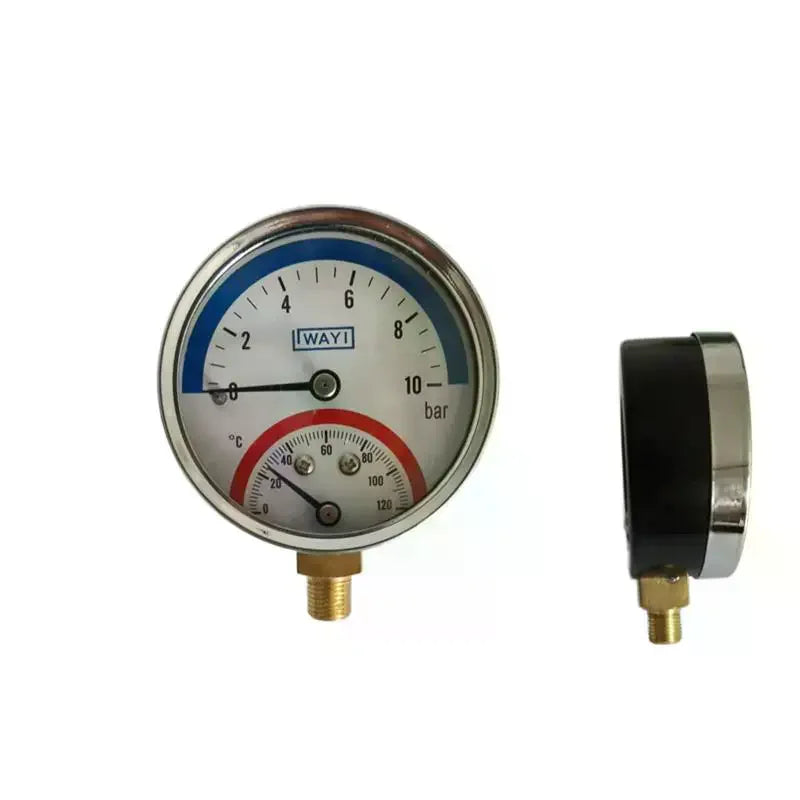 2-in-1 Temperature & Pressure Gauge | 10 Bar 0–120°C Metal