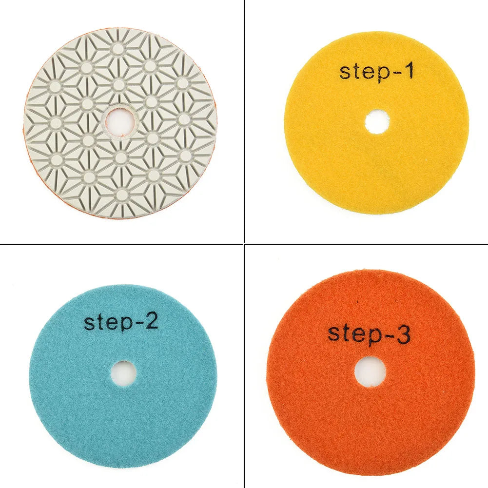 Dry Wet 3 Step Flexible Polishing Pads Granite Tool Pad Sanding Disc