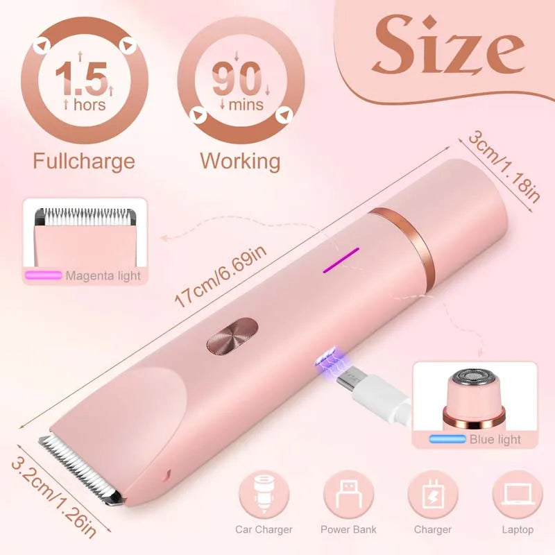 OEM ODM 2-in-1 Lady Double Head Electric Shaver Waterproof Body & Face Hair Removal Epilator Eyebrow Trimmer-Wholesale Price Peaceful Pleasures Health and Wellness