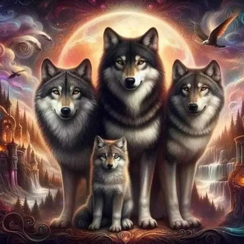5D DIY Wolf Diamond Painting Kit – Full Round Rhinestone Mosaic Diamond Painting Kit Peaceful Pleasures Health and Wellness 3 20x30cm Unframed