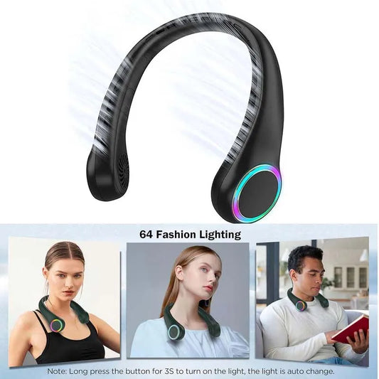 Portable Outdoor Neck Fan 360 Cooling 4000mAh USB Rechargeable 3-Speed Lightweight Wearable Fan for Travel Birthday Gifts Men Peaceful Pleasures Health and Wellness