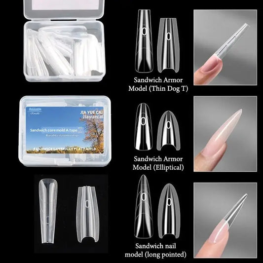 Sandwich Dual Nail Forms 60pcs – 15 Sizes, Top & Bottom Molds Nail Extension Forms Peaceful Pleasures Health and Wellness