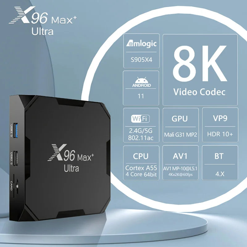 X96Max Plus Ultra TV Box Android 11 Amlogic S905X4 4GB 32GB TVBOX AV1 8K Wifi BT X96 Max Media Player TV Set Top Box Peaceful Pleasures Health and Wellness