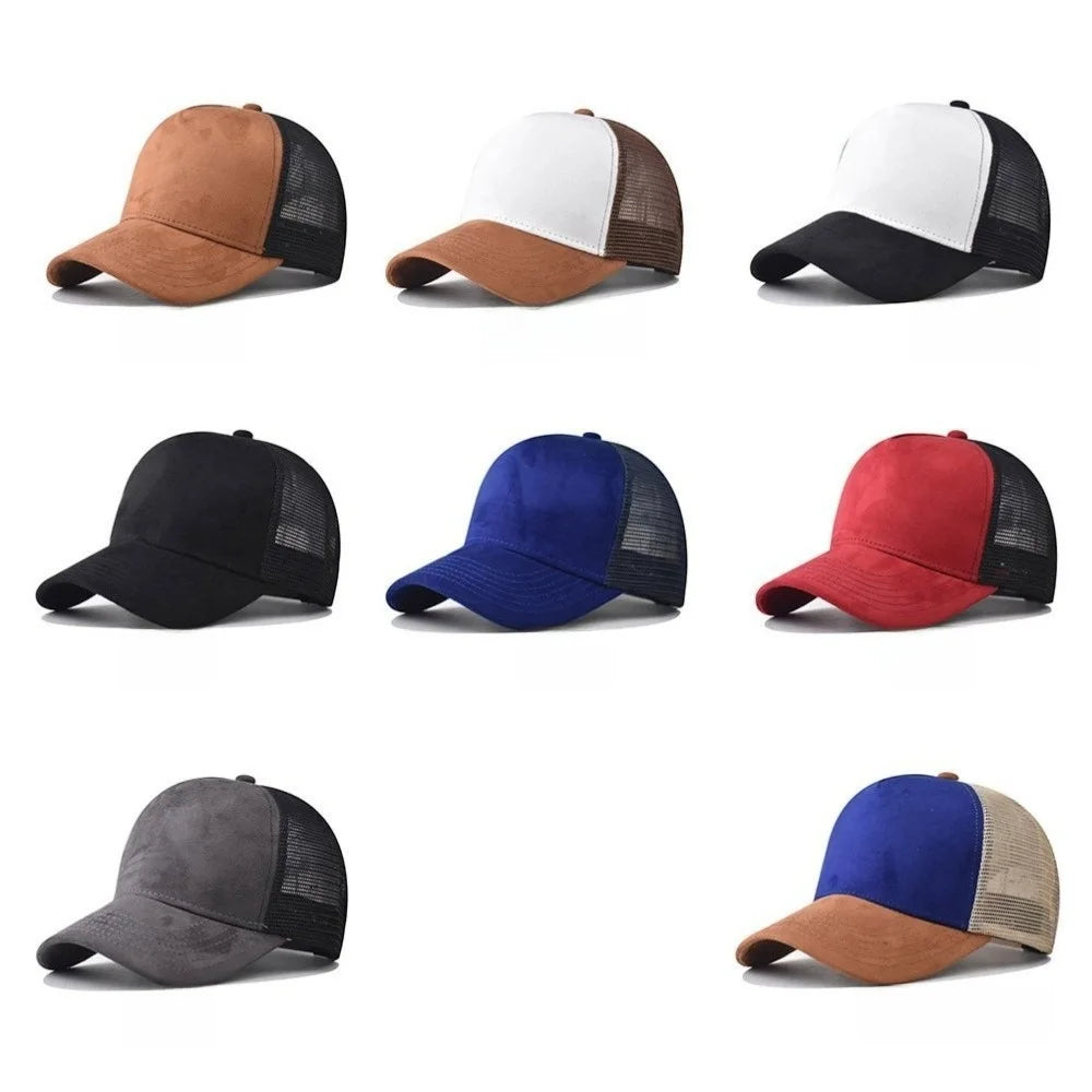 Unisex Suede Mesh Baseball Cap | Adjustable Sun Hat