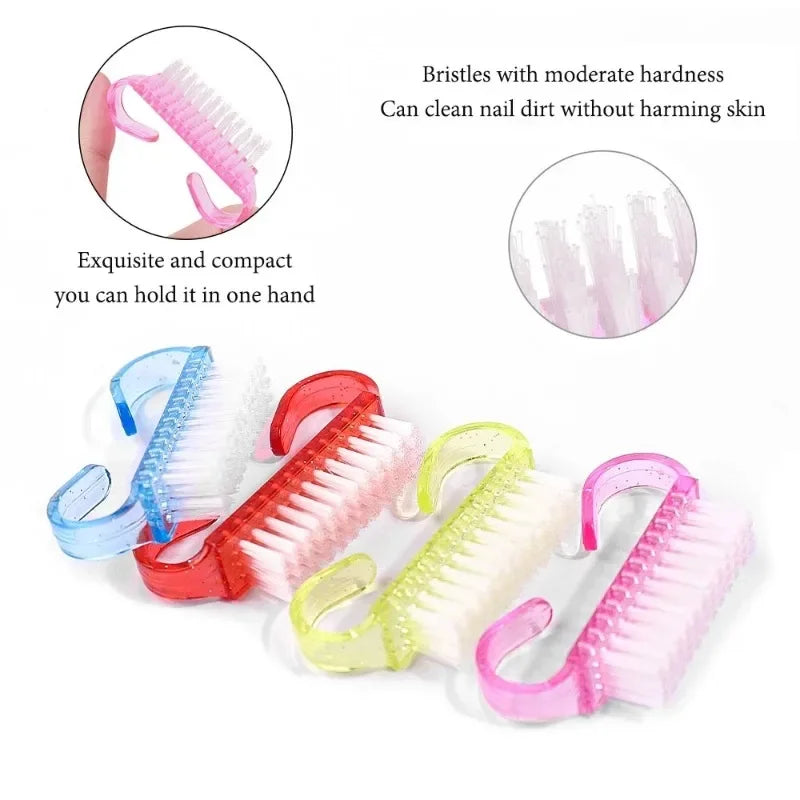 10-Piece Nail Cleaning Brush Set | Mixed Color Manicure Tools Nail Cleaning Brush Peaceful Pleasures Health and Wellness
