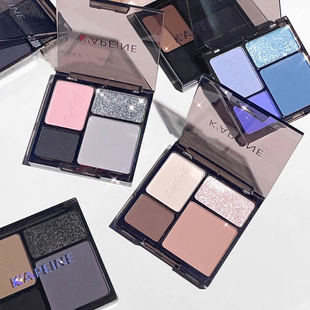 4-Color Eyeshadow Palette – Smoky Blue, Pink, Purple & Nude