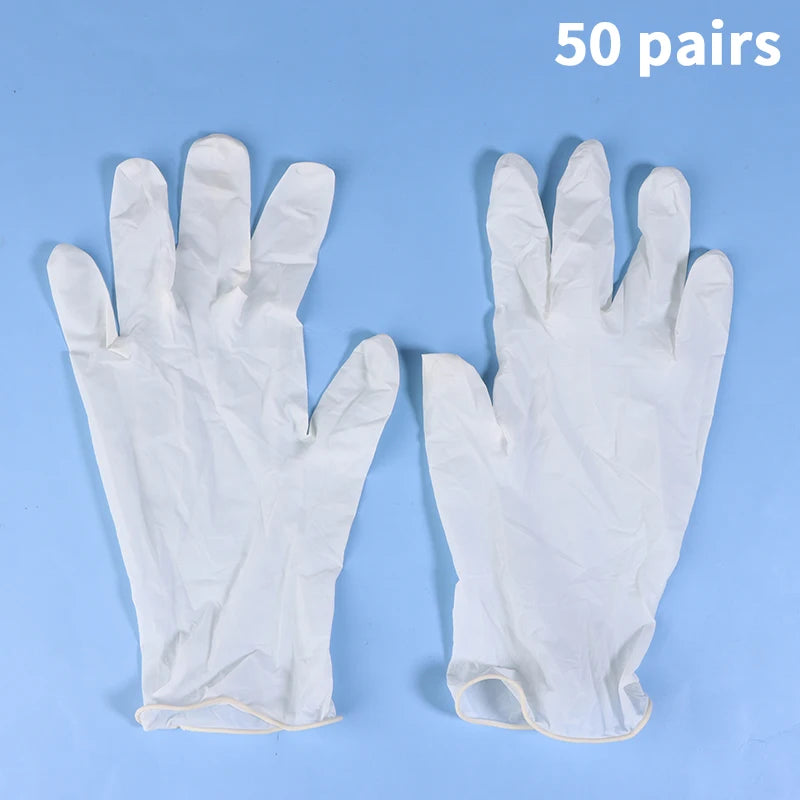 Disposable White Nitrile Gloves 50 Pairs – Waterproof Multipurpose