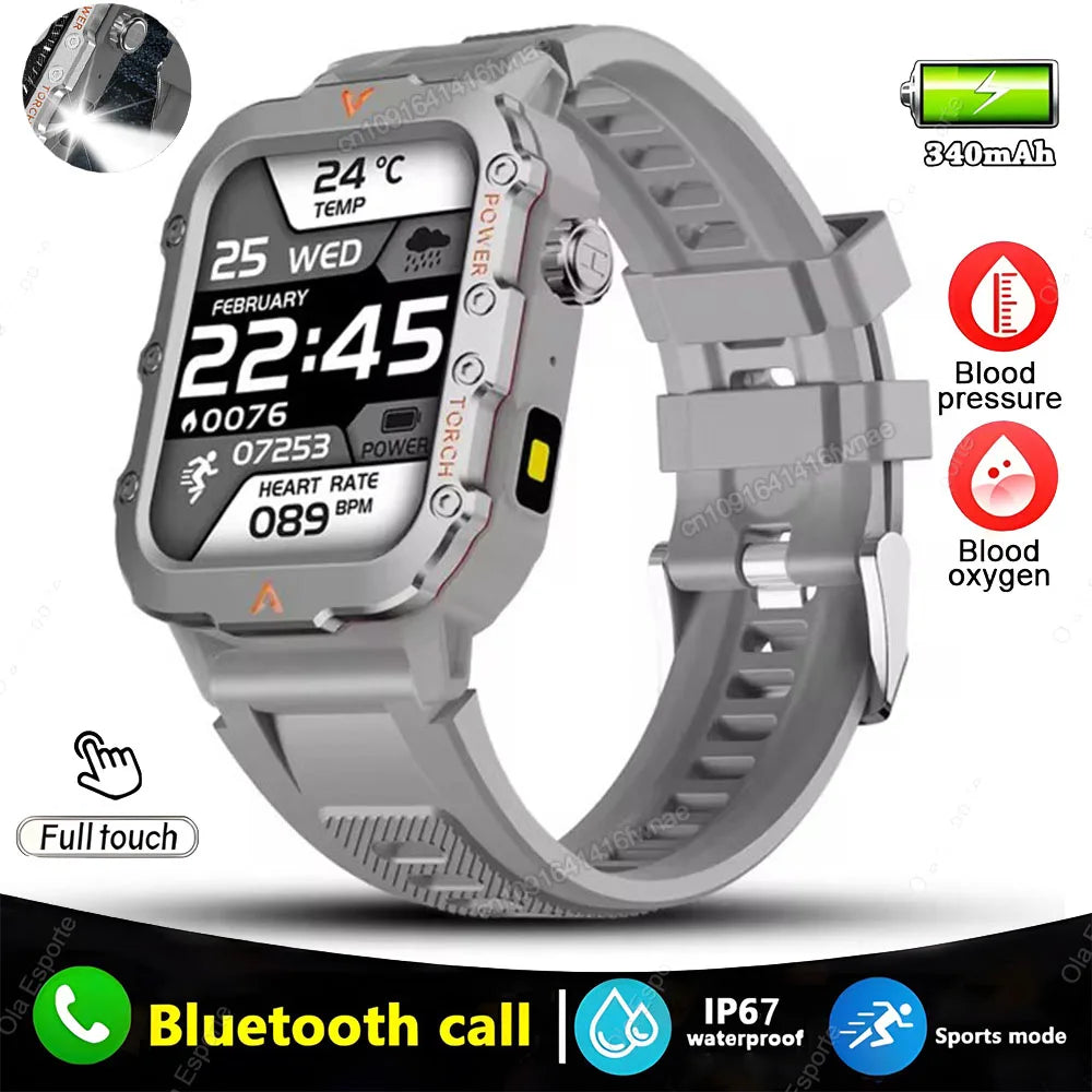 2025 Rugged Military Smart Watch Men's Outdoor Watch 2.01" HD Touch Screen Voice Bluetooth Call Sports Waterproof Smartwatch New Peaceful Pleasures Health and Wellness Silver Q11