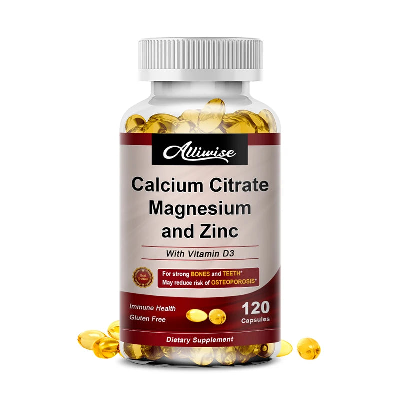 Calcium Magnesium Zinc Capsules with Vitamin D3 – Bone & Cell Health Dietary Supplements Peaceful Pleasures Health and Wellness 120pcs United States