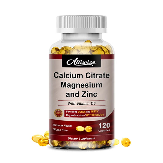 Calcium Magnesium Zinc Capsules with Vitamin D3 – Bone & Cell Health Dietary Supplements Peaceful Pleasures Health and Wellness 120pcs United States