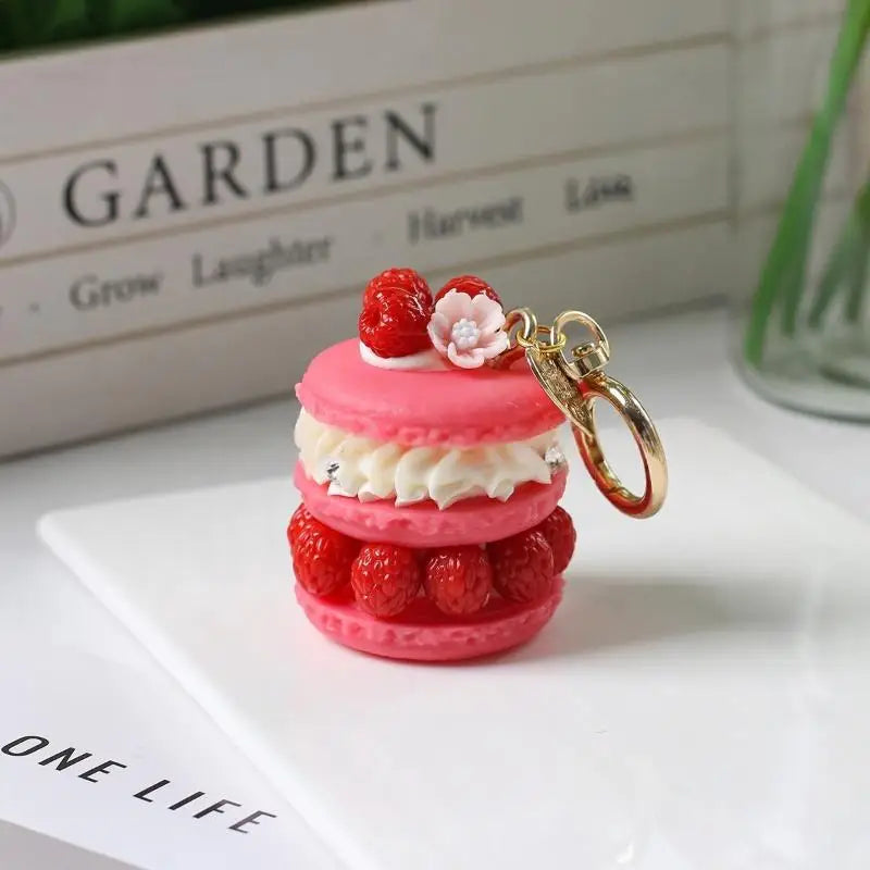 Fruit Macaron Cake Keychain | Cute Dessert Bag Charm for Girls