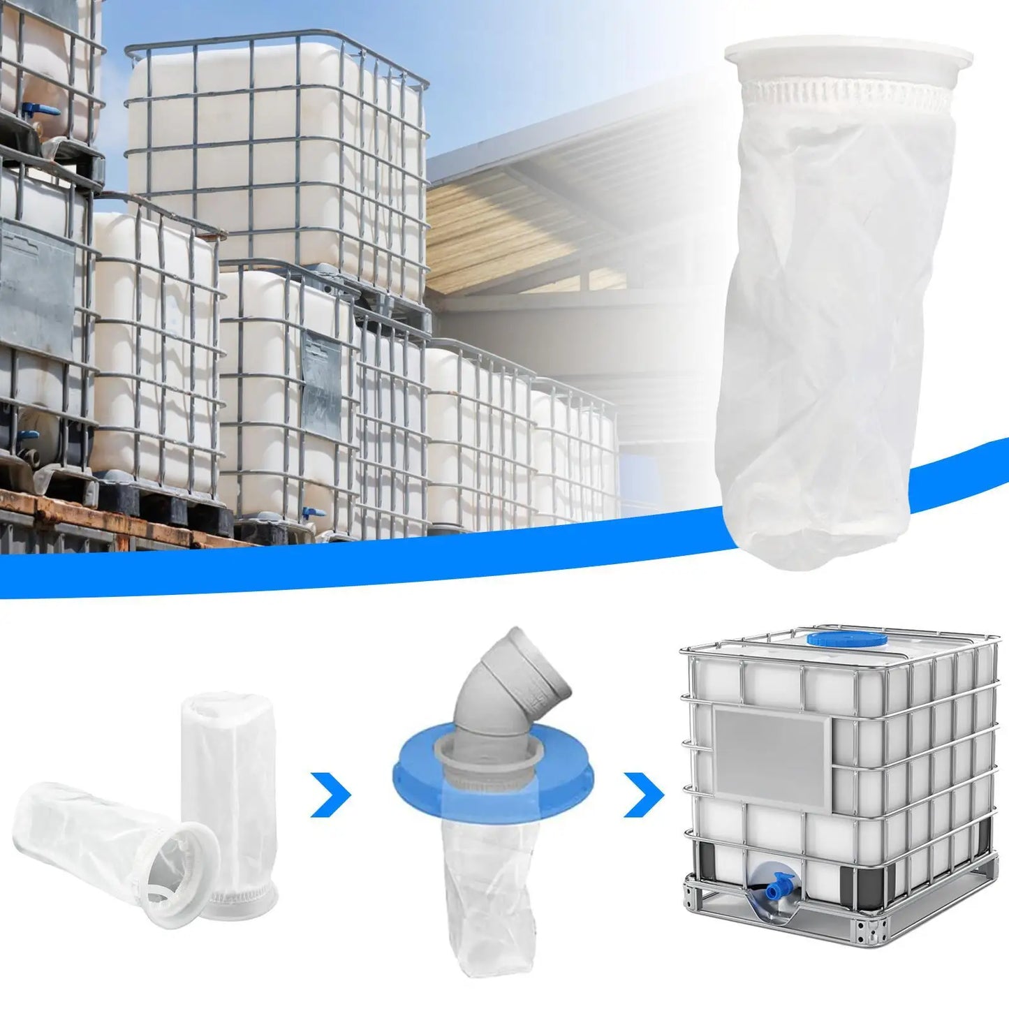 IBC Water Tank Nylon Filter IBC Cover Filter Sturdy Durable Tote Tank Lid Cover Rainwater Tank Garden Water Irragtation Supply Peaceful Pleasures Health and Wellness