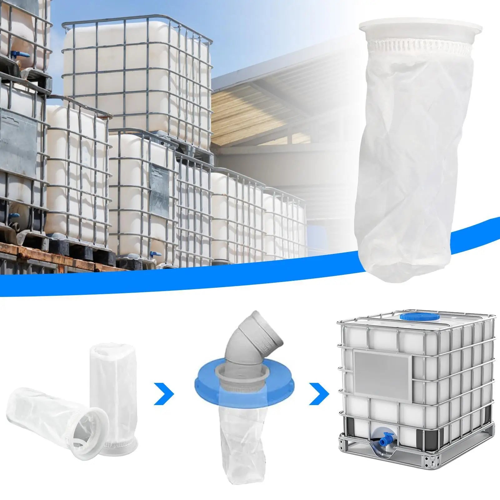 IBC Water Tank Nylon Filter IBC Cover Filter Sturdy Durable Tote Tank Lid Cover Rainwater Tank Garden Water Irragtation Supply Peaceful Pleasures Health and Wellness