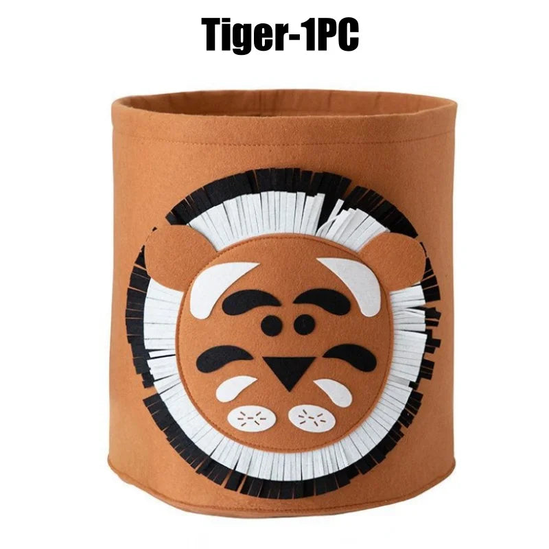 Large Felt Kids Toy & Laundry Basket – Cartoon Animal Design