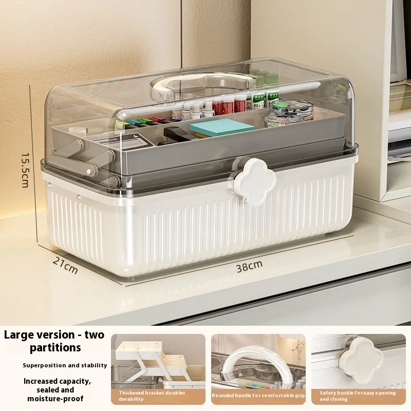 Portable Plastic Desktop Storage Box with Handle | Home Organizer