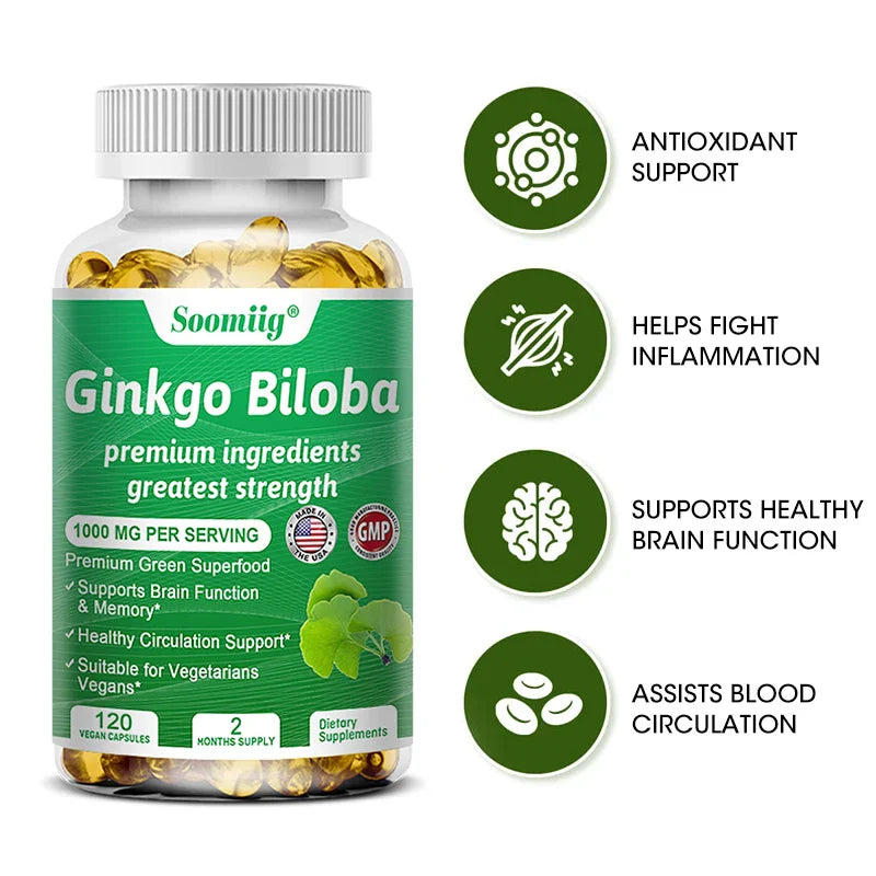 Ginkgo Biloba Capsules – Memory, Focus & Vision Supplement