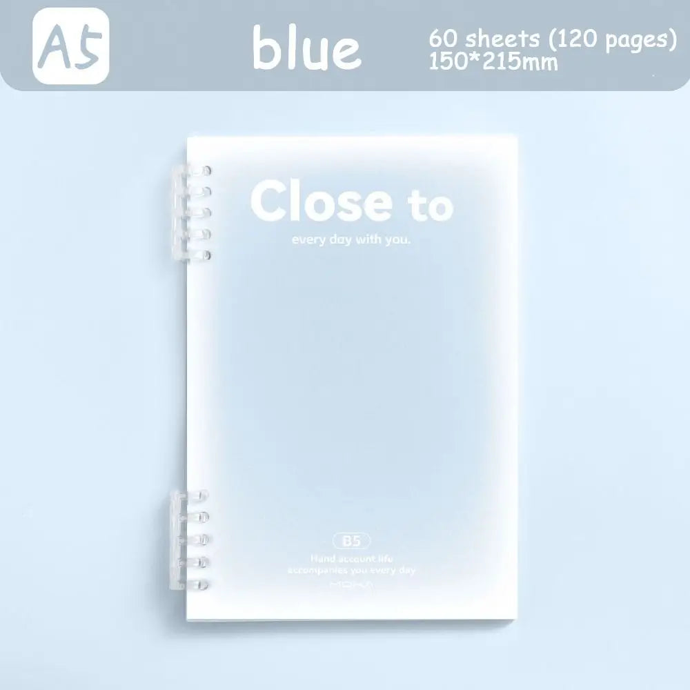 Simple Stationery A5/B5 Binder Notebook Horizontal Line Gradient Color Kawaii Loose-Leaf Notebook 60 Sheets PVC Cover Peaceful Pleasures Health and Wellness blue-A5