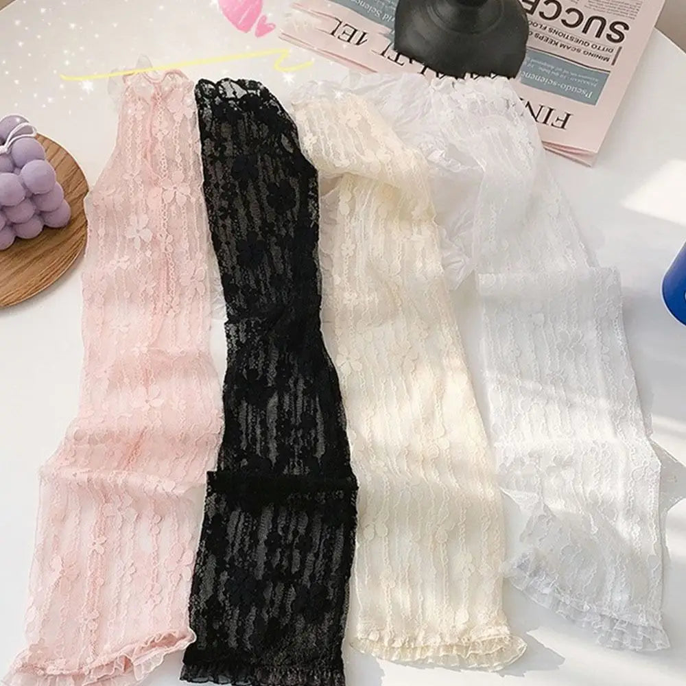 Women's Lace UV Arm Sleeves – Fingerless Sun Cover Gloves