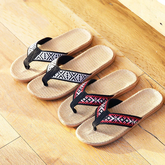 Women's Linen Non-Slip Flat Slide Slippers | Summer Sandals
