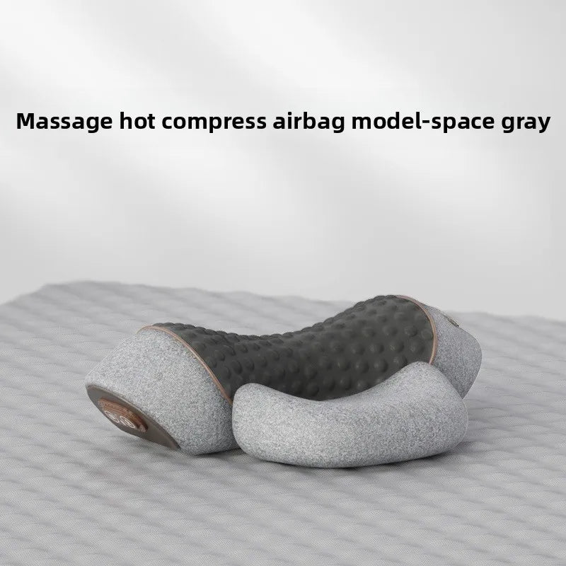 Electric Neck Massager Cervical Pillow Hot Compress Neck Stretch Heating Vibration Neck Shoulder Massage Pillow Back Traction Peaceful Pleasures Health and Wellness 3 in1-Hot-Traction C