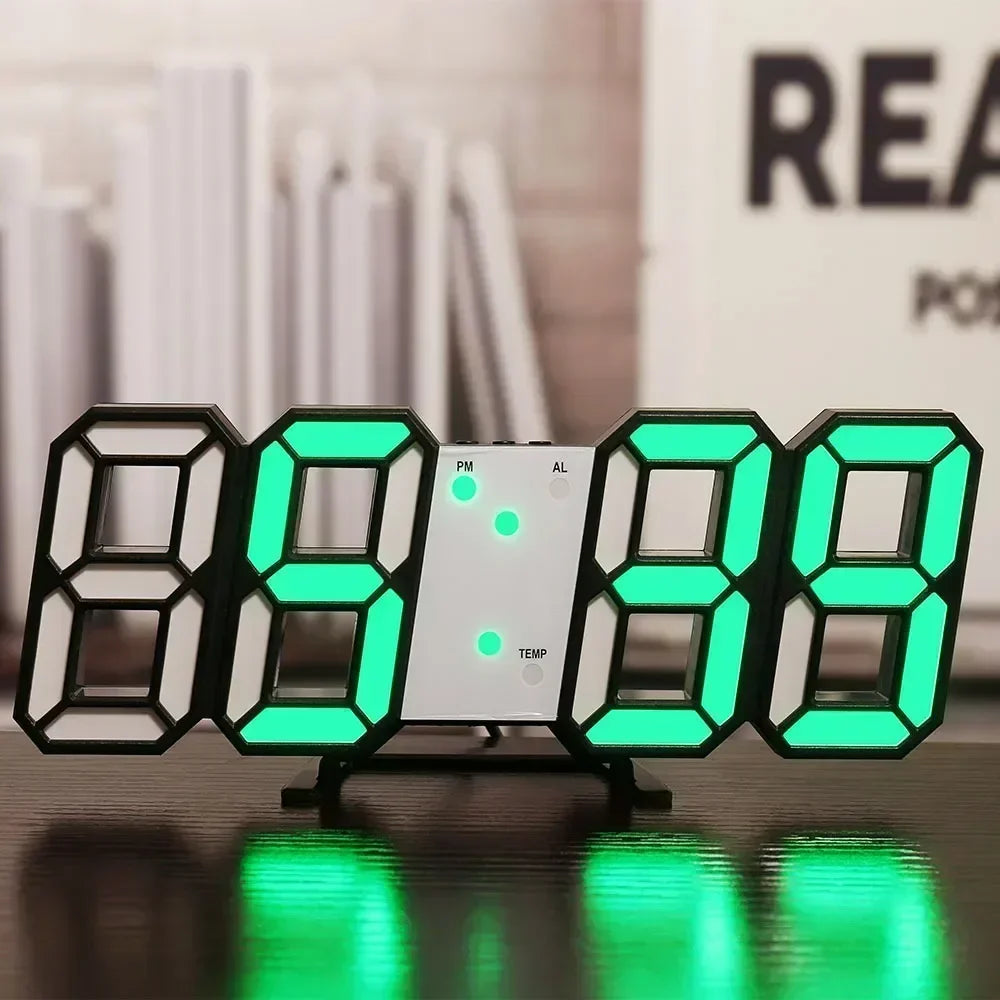 LED Digital Desk & Wall Clock – Alarm, Snooze & Dimmer