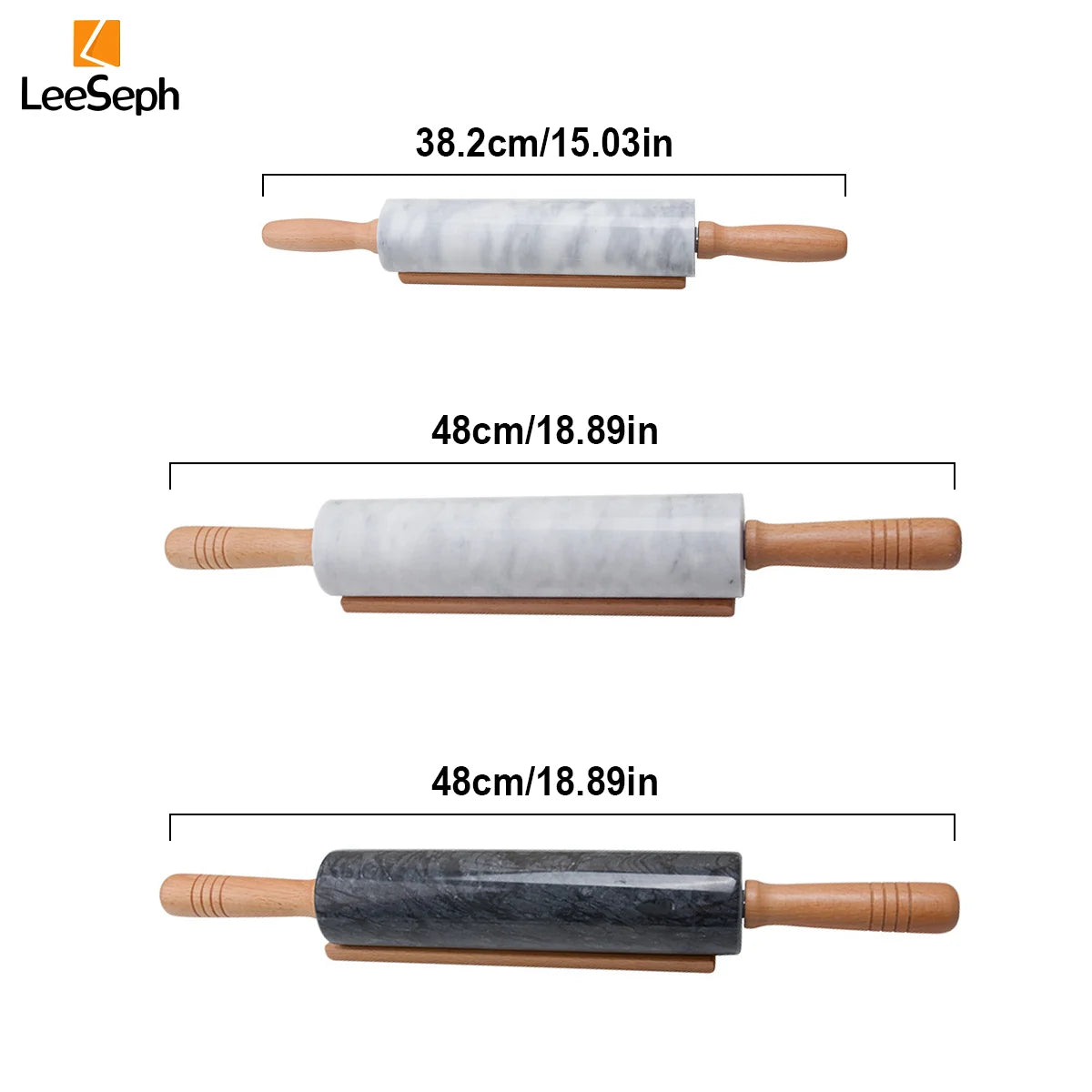 Leeseph Premium Marble Rolling Pin with Wooden Handles and Base, Easy to Clean, Perfect for Professional and Home Kitchens Peaceful Pleasures Health and Wellness