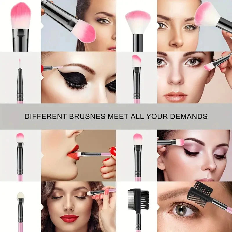 18-Piece Makeup Brush Set – Foundation, Eyeshadow & Blush