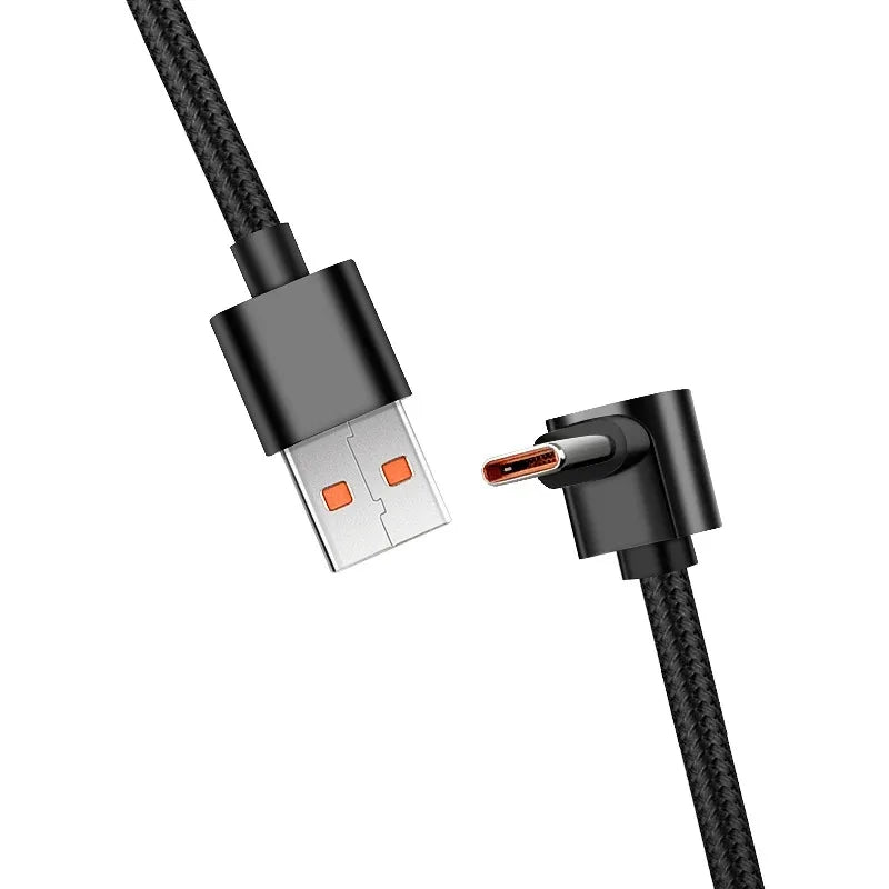 Dual 90° USB-C to USB-C Fast Charging Cable – Short Cord
