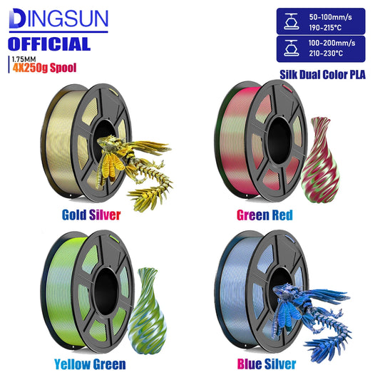 Silk PLA+ Dual Color 3D Filament 1.75mm 250G | DINGSUN 3D 3D Printer Filament Peaceful Pleasures Health and Wellness