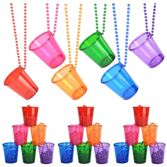 12pcs Shot Glasses on Beaded Necklace Plastic Shot Cup Necklace Wedding Bachelorette Party Birthday Party Decoration Supplies Peaceful Pleasures Health and Wellness