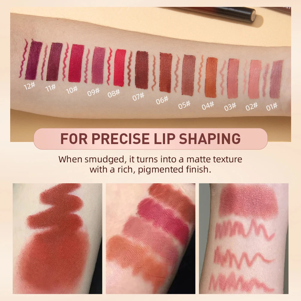 QIBEST Matte Lipliner Pencil Lipstick Sets Nude Pink Red Contour Tint Lipstick Waterproof Lasting Lip Liner Pen Lips Makeup Kits Peaceful Pleasures Health and Wellness