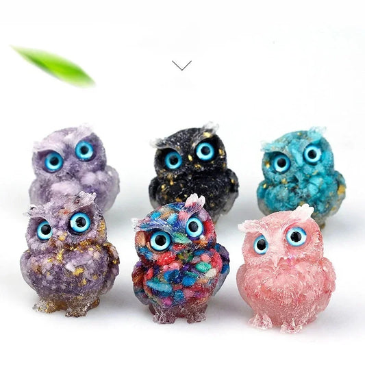 Natural Crystal Stone Gravel Owl Animal Crafts Hand Made Small Peaceful Pleasures Health and Wellness random-1pc