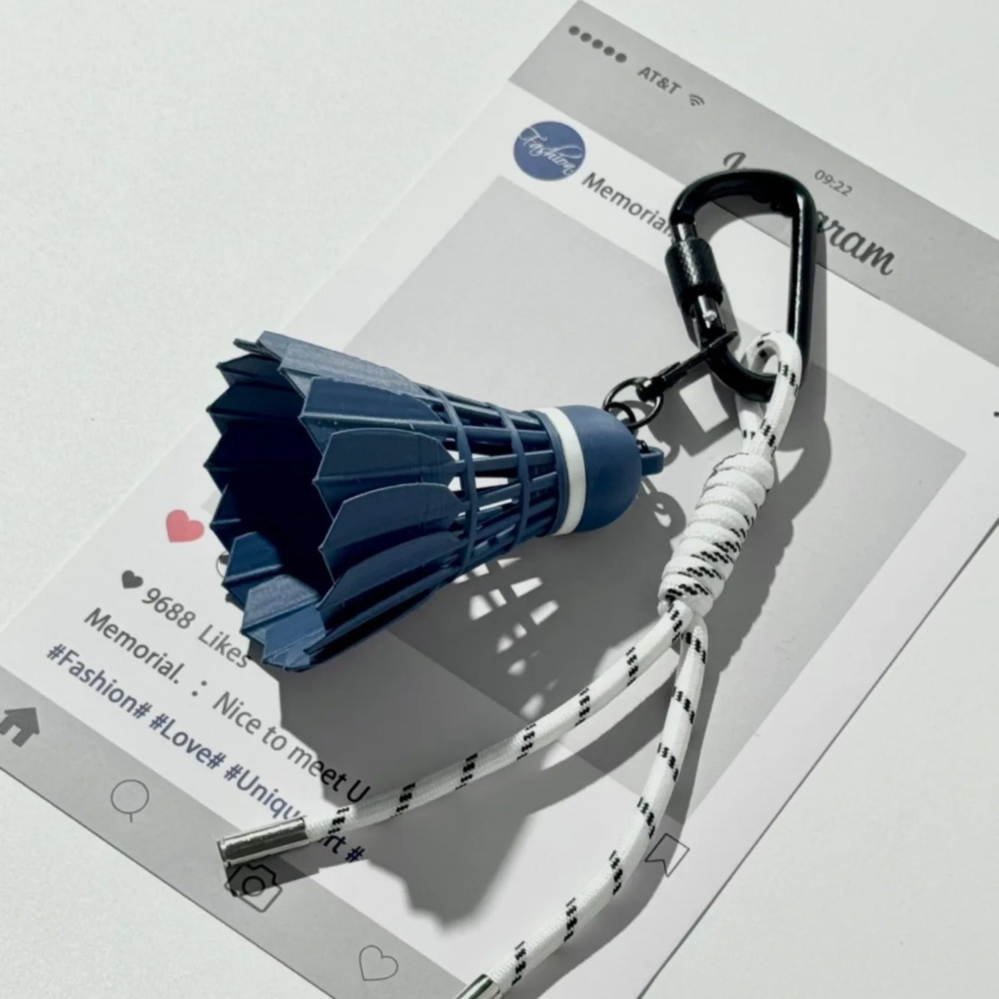 Dark Blue Badminton Keychain Pendant | Sports Backpack Charm