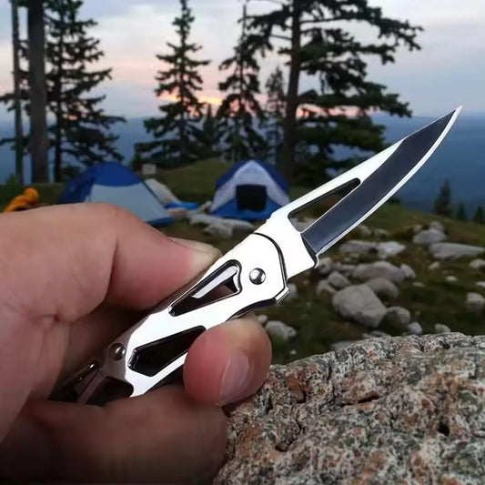 Stainless Steel Folding Fruit Knife with Keychain – Non-Slip Peaceful Pleasures Health and Wellness