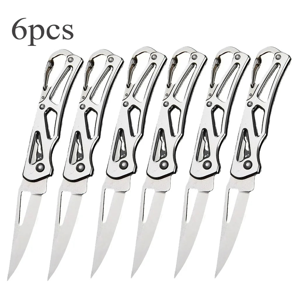 1/3/6pcs Stainless Steel Keychain Folding Knife Outdoor Carrying Knife Mirror Sharp Pocket Knife Folding Kitchen Fruit Knife Peaceful Pleasures Health and Wellness 6pcs