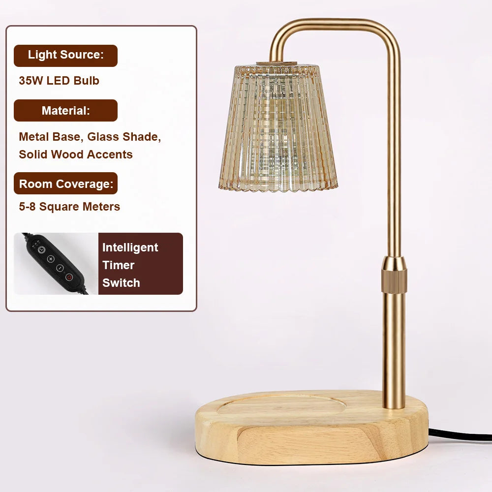 RUNTOIN Timer Candle Warmer Lamp | Striped Glass Wax Melts