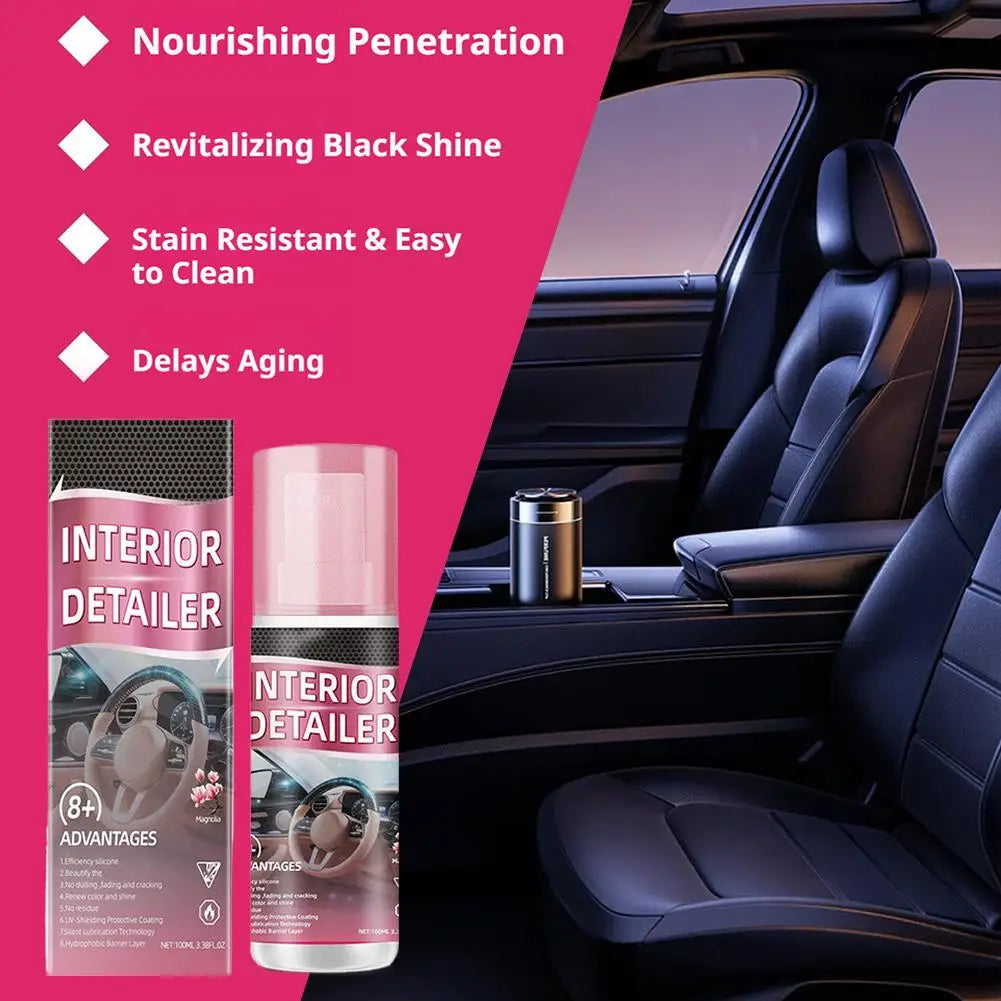 Car Renew Polishing Cleaner Instrument Panels Leather Seats Plastic Surface Cleaning Protecting Car Interiors Rinse-free Spray Peaceful Pleasures Health and Wellness