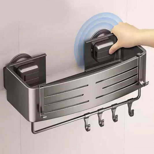 No-Drill Suction Cup Bathroom Wall Shelf | Aluminum Rack Bathroom Wall Shelf Peaceful Pleasures Health and Wellness