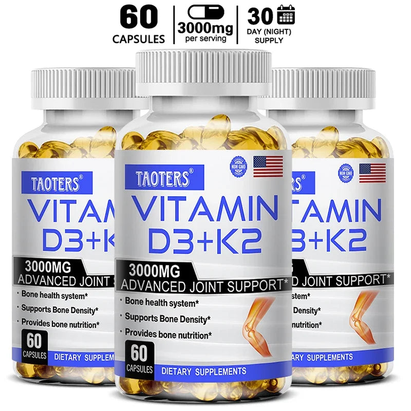 3000 mg Vitamin D3+K2 Health Supplement - Calcium Supplement for Bone Precision and Overall Health Peaceful Pleasures Health and Wellness 60 count-3 bottle