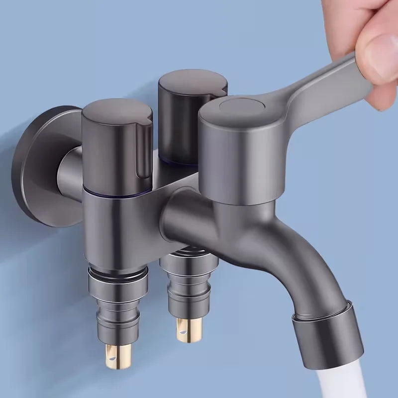 3-Way Angle Valve Faucet | Dual Outlet Single Handle Wall Tap